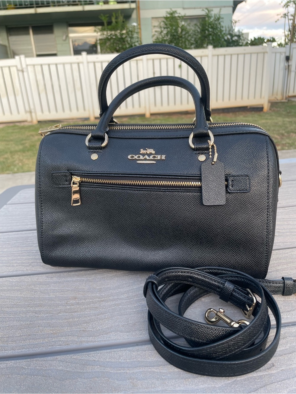 Coach Medium Black Rowen with Cross Strap